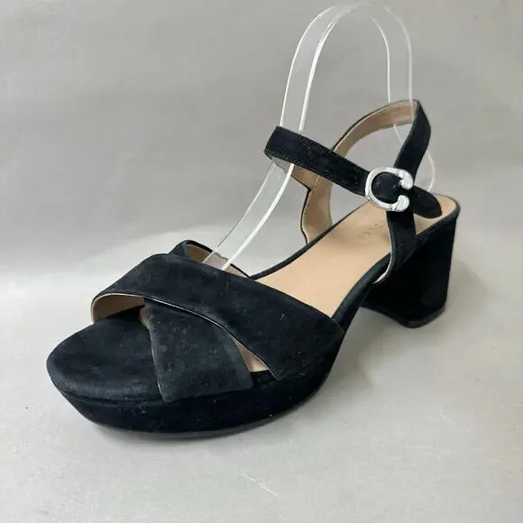 Aerosoles Cosmos Crisscross Platform Sandal in Black Suede Size 9 Block Heel - Picture 15 of 15